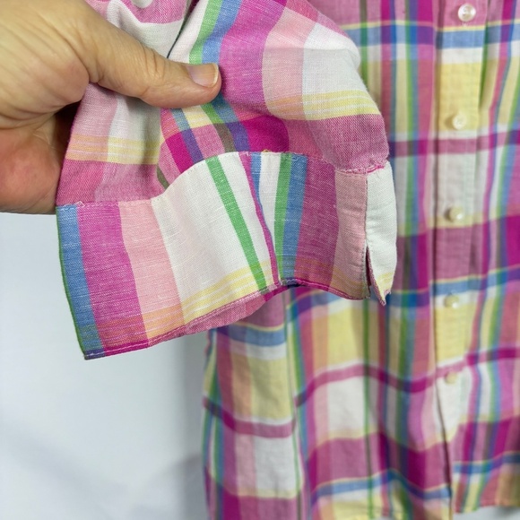 Talbots Women Irish Linen Long Sleeve Button Up Shirt Sz L Breathable Beach Prep - Picture 3 of 9